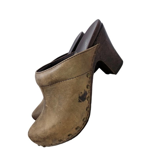 Dansko 38 Brown Leather Wooden Clog Chunky Comfort Boho Rae Heel Orthopedic - Picture 5 of 7